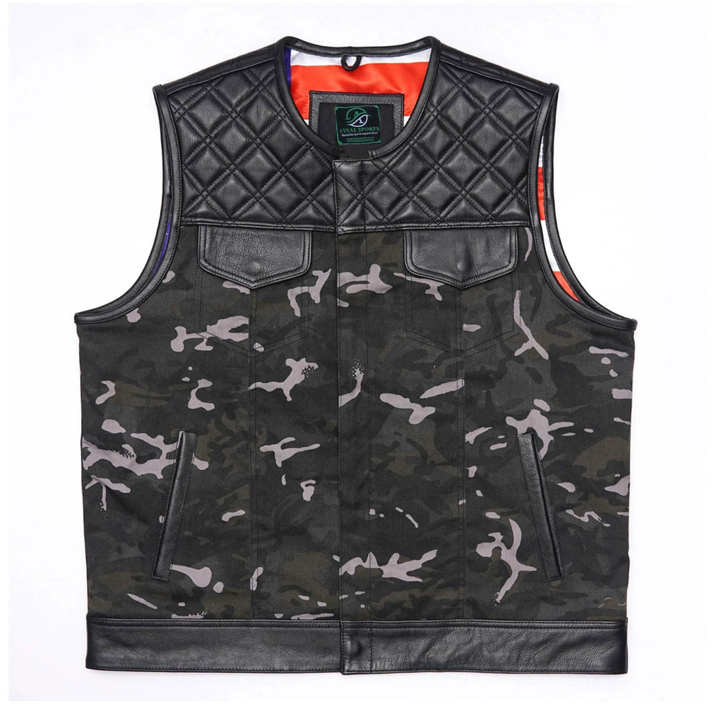 Black camouflage Leather vest 