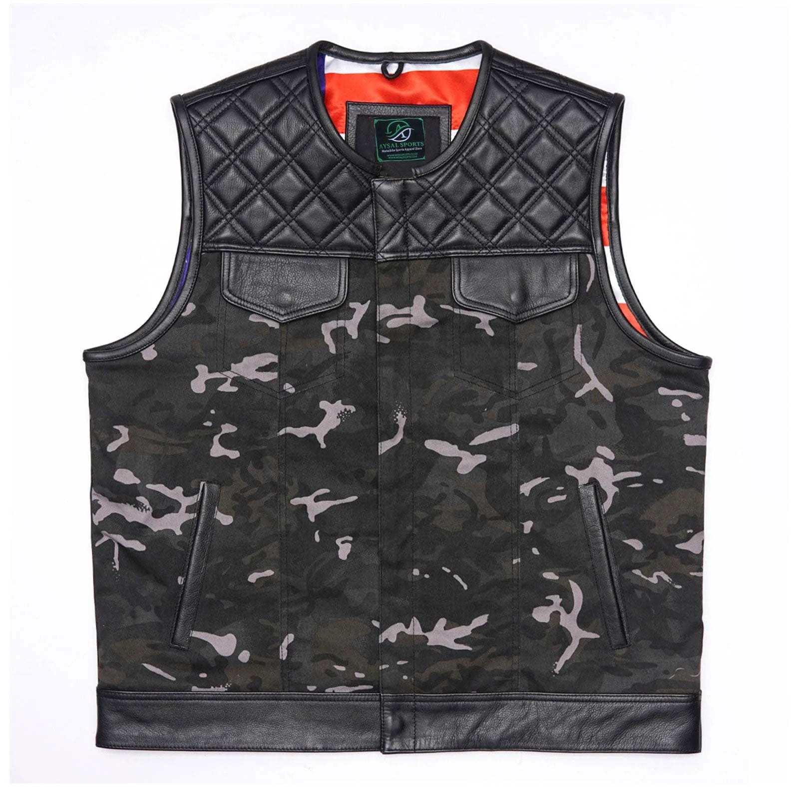 Black camouflage Leather vest 