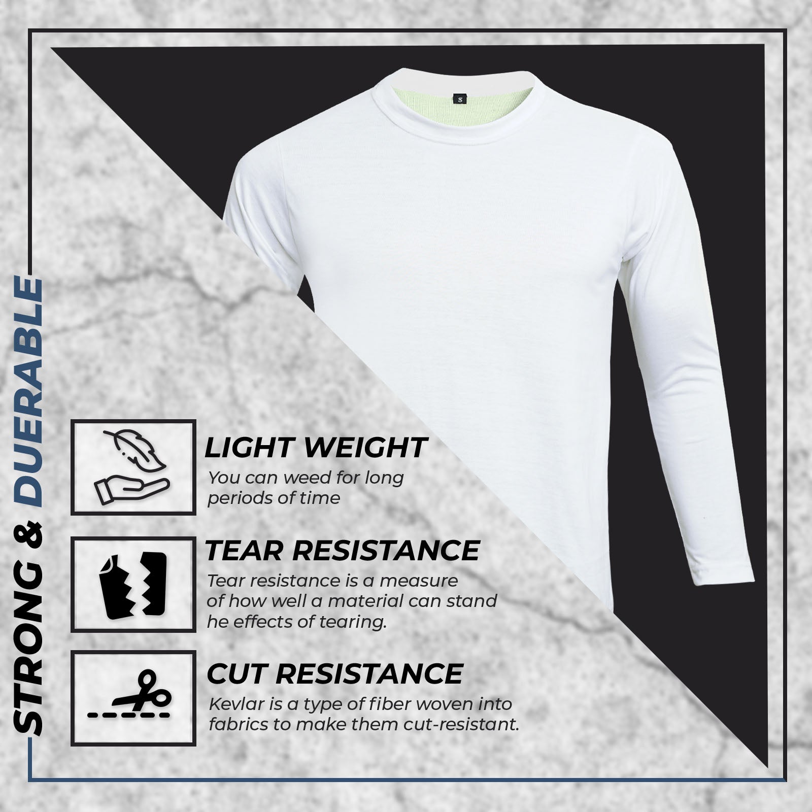 Close-up of Kevlar-lined panel inside a motorcycle protective T-shirt.