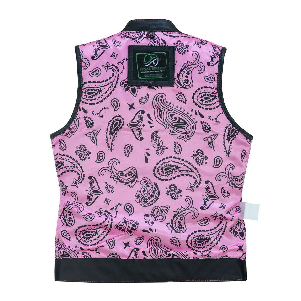 Pink vest with black paisley pattern