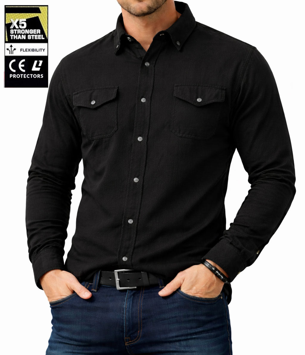 Men's Black Flannel Motorcycle Shirt