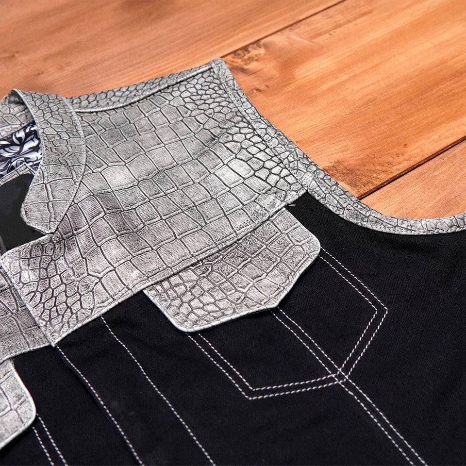 Motorcycle riding denim vest rear side clean design