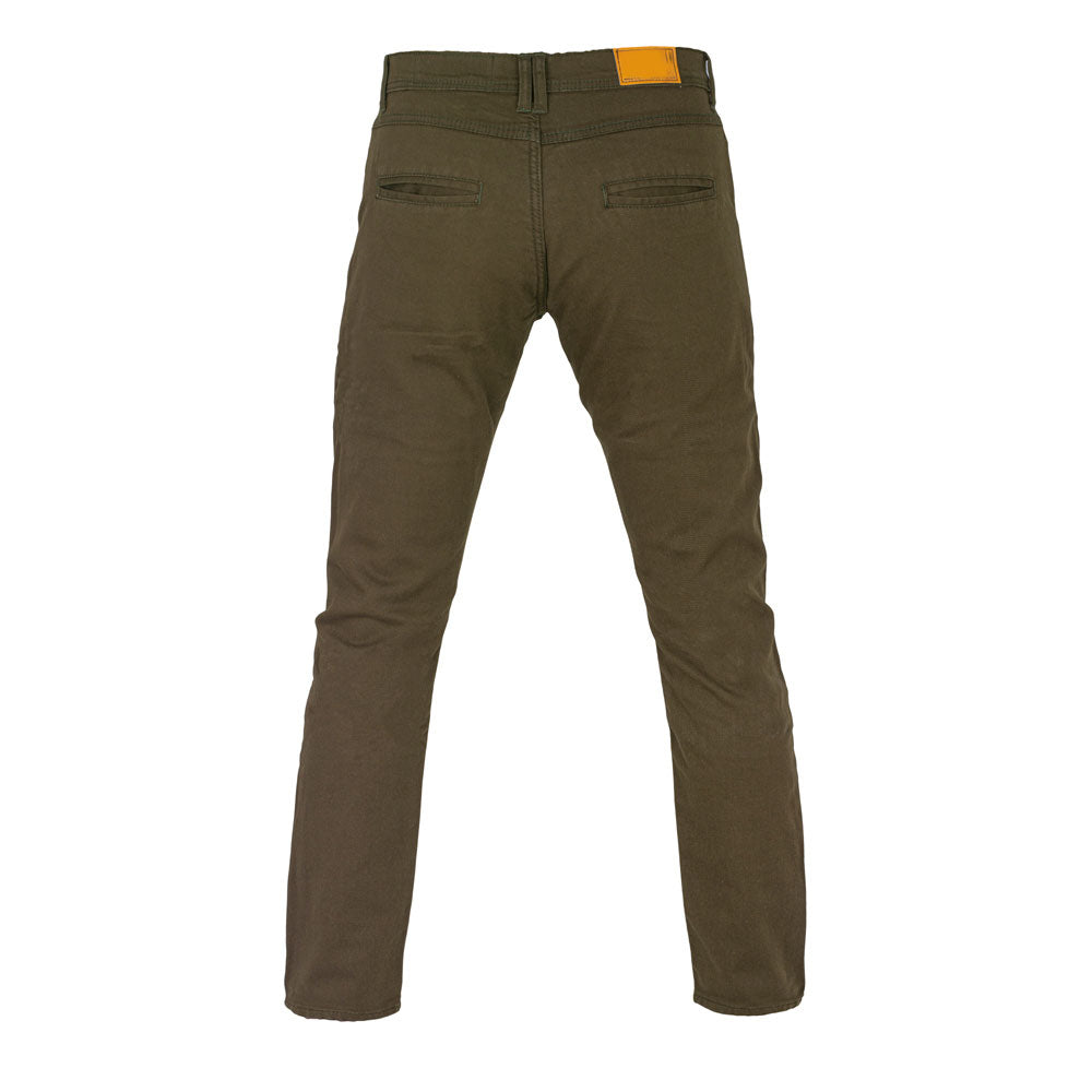 Kevlar lined motorcycle chino pants for men with discreet protective design