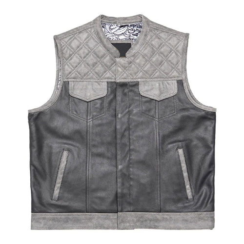Gray quilted leather vest