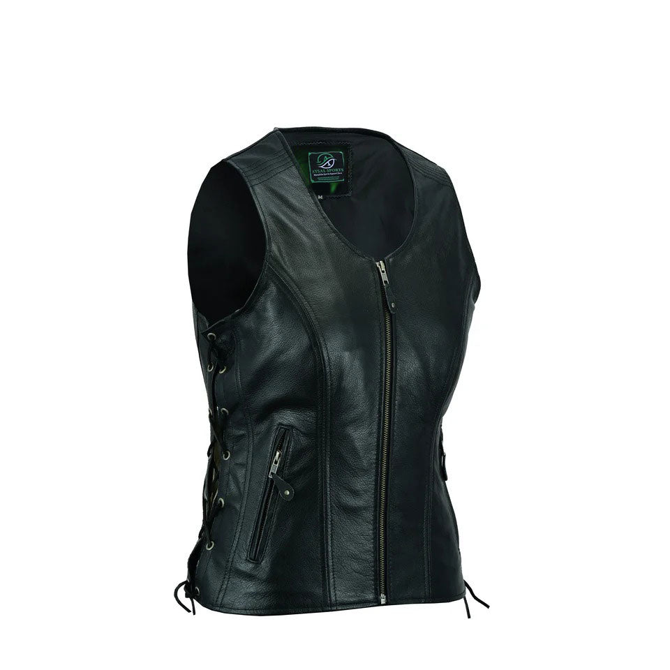 Ladies Black leather vest
