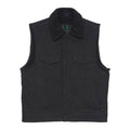 Men’s black denim motorcycle biker vest front view with snap buttons