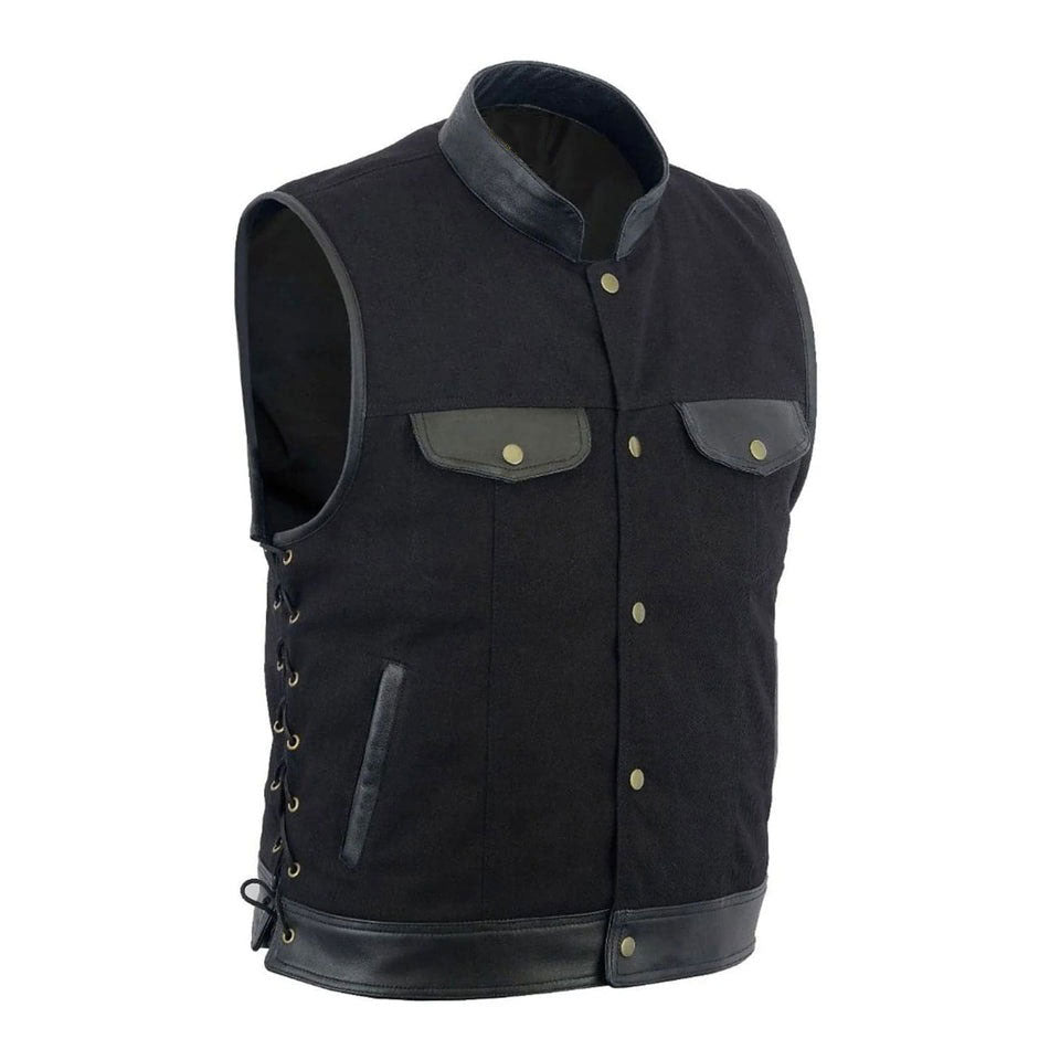 Black vest with leather accents