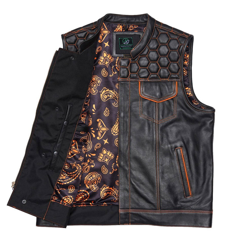 Men’s sleeveless leather motorcycle vest