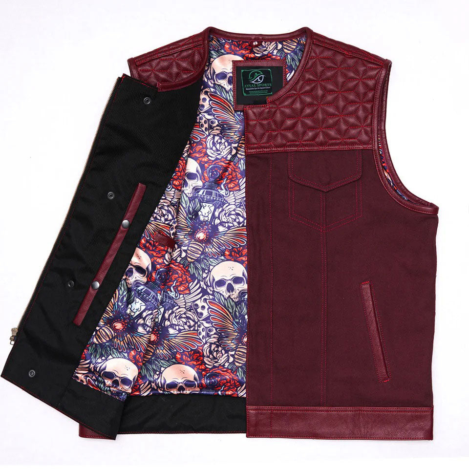 Vest with floral and skull pattern
