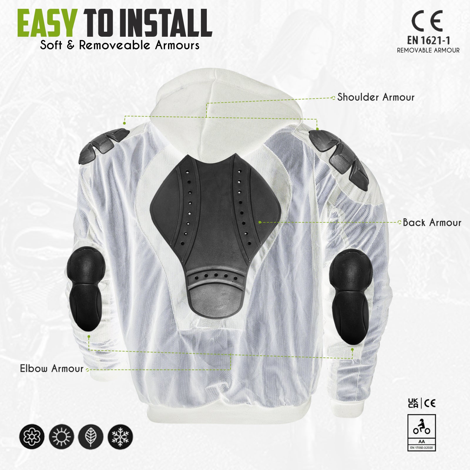 Motorcyclist wearing a black motorcycle hoodie while riding