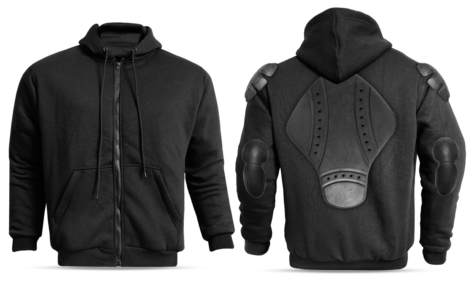 Men’s black motorcycle hoodie with a clean, everyday riding style.