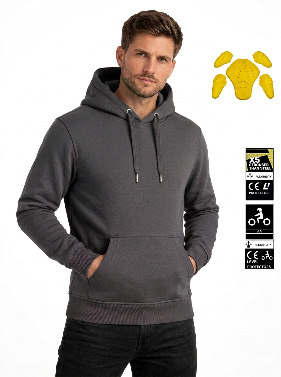 Charcoal Gray Motorcycle Kevlar Lined Hoodie
