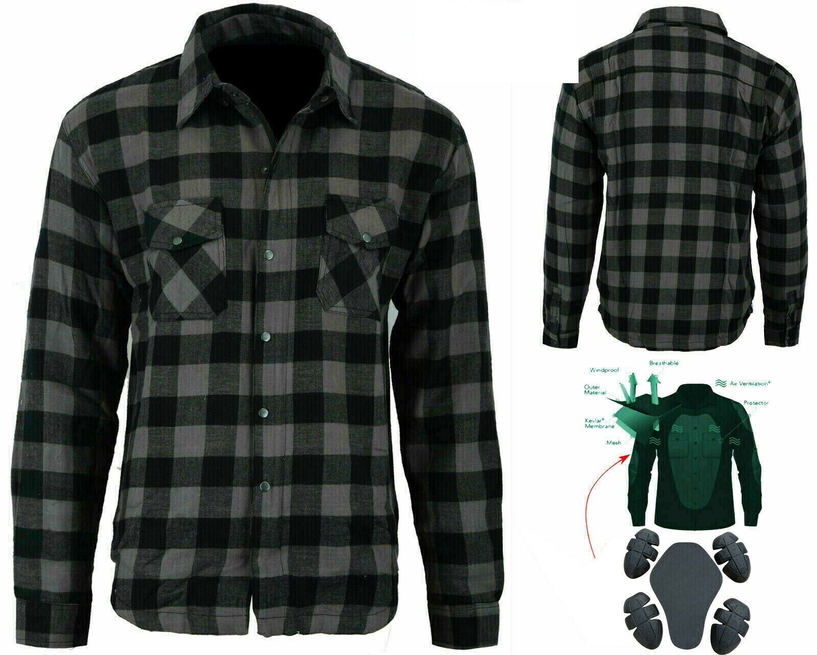 Men’s Gray Black Flannel Motorcycle Shirt