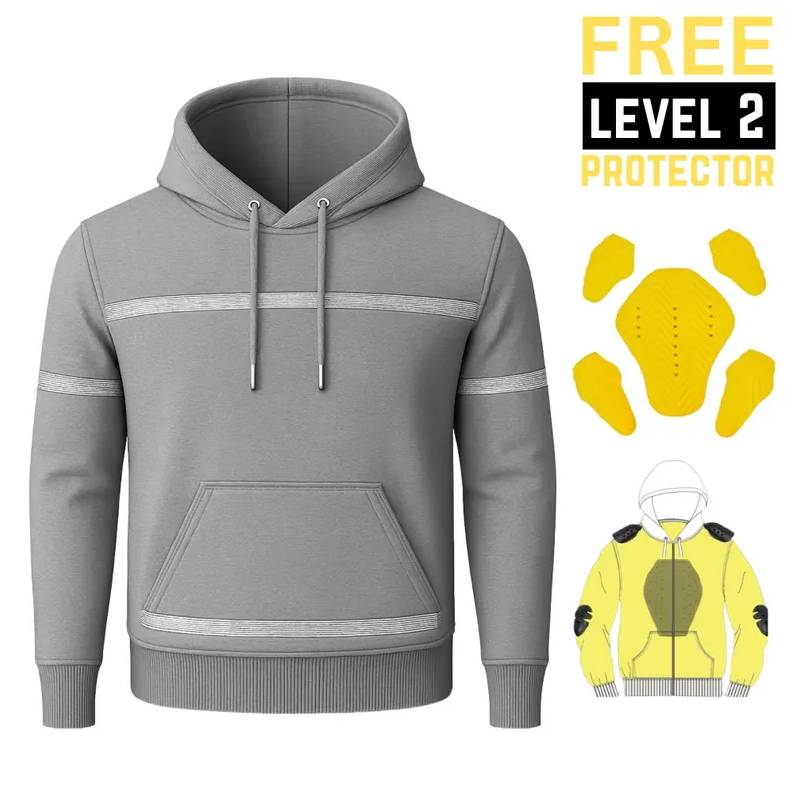Gray hoodie with reflective stripes and a free level 2 protector 