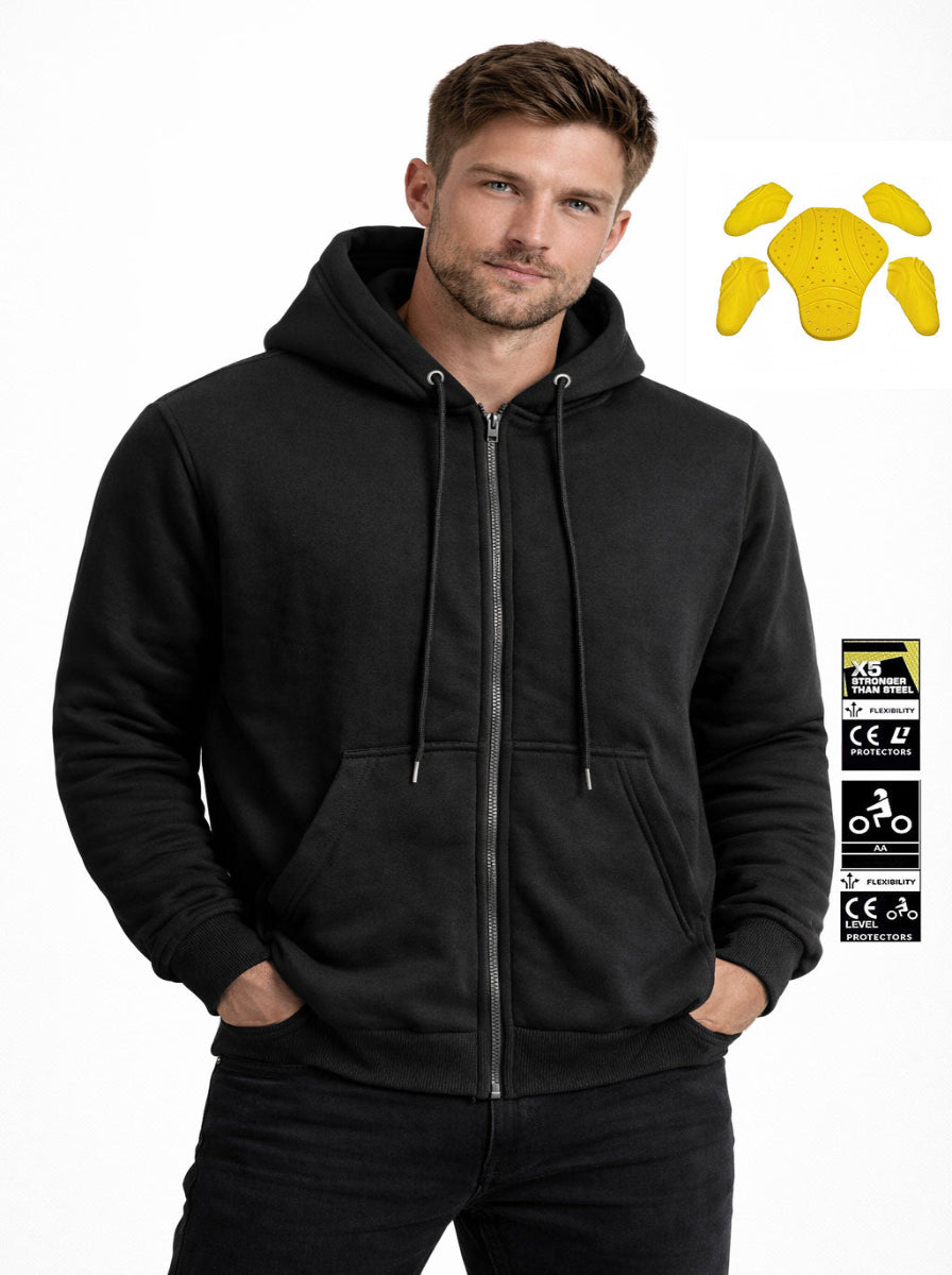 Black Motorcycle Kevlar Lined Hoodie