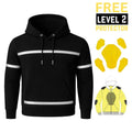 Black hoodie with reflective stripes, free level 2 protector.