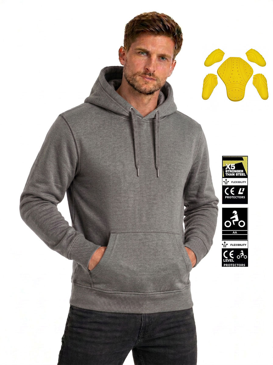 Motorcycle Reinforced with Aramid Fiber Hoodie: CE Level 2 Armor, Gray Street Bike Jacket