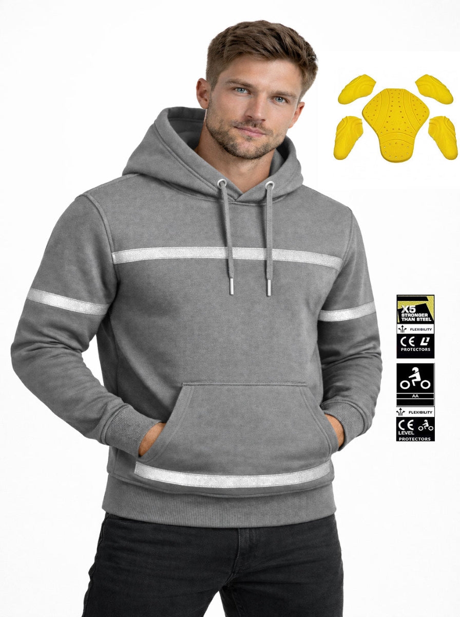 Gray hoodie with reflective stripes and a free level 2 protector 