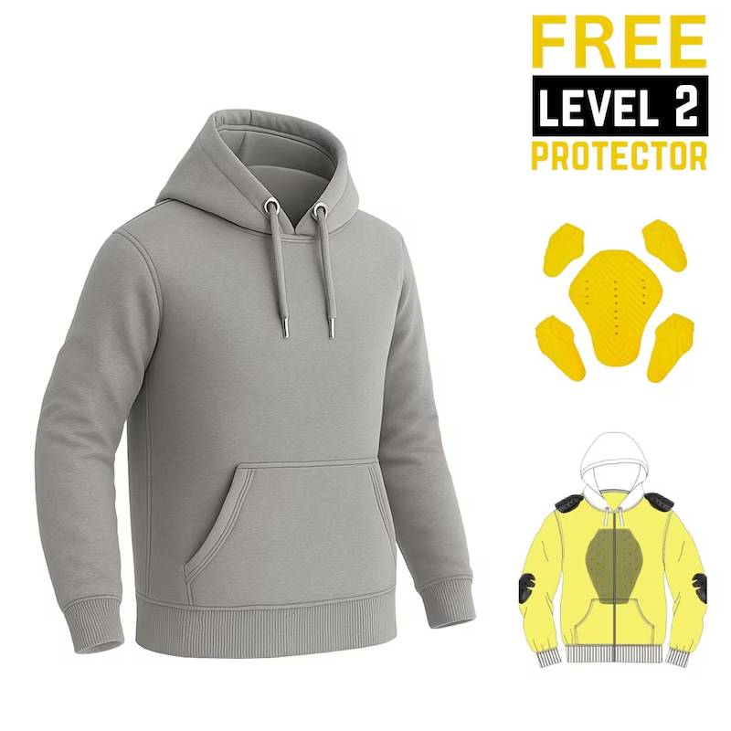 Gray Motorcycle Kevlar Lined Hoodie