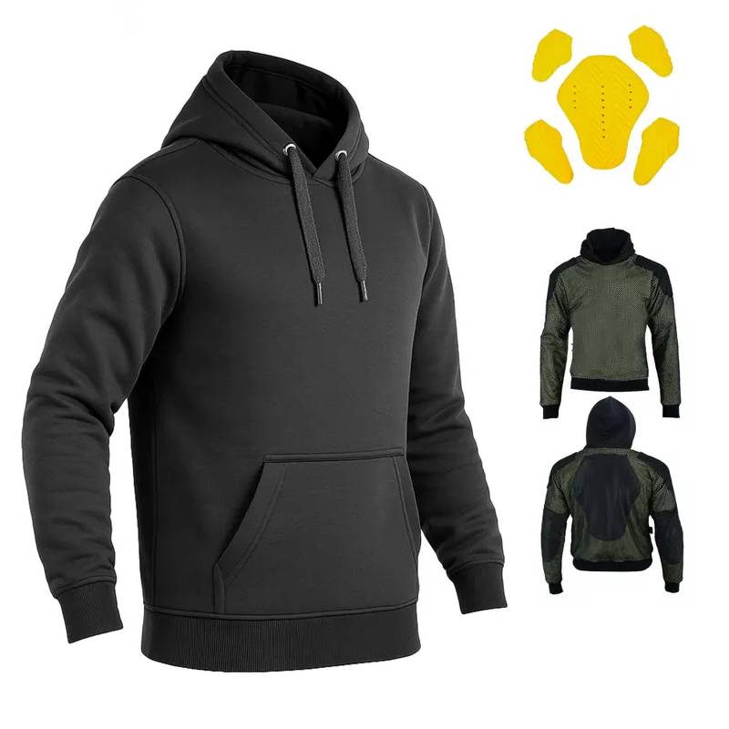 Black Motorcycle Kevlar Lined Hoodie