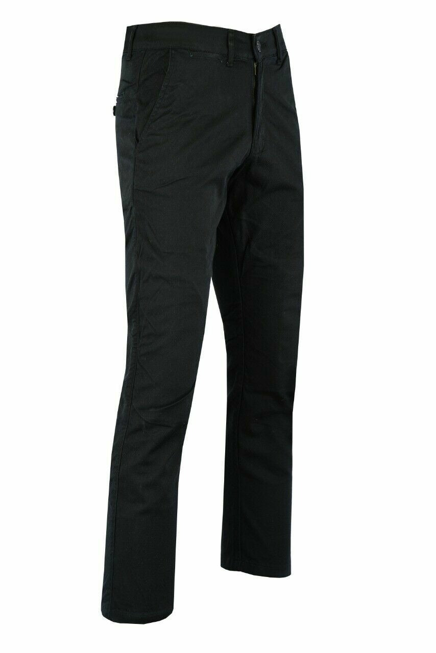 Men’s motorcycle chino pants with knee armor pockets and stretch cotton fabric