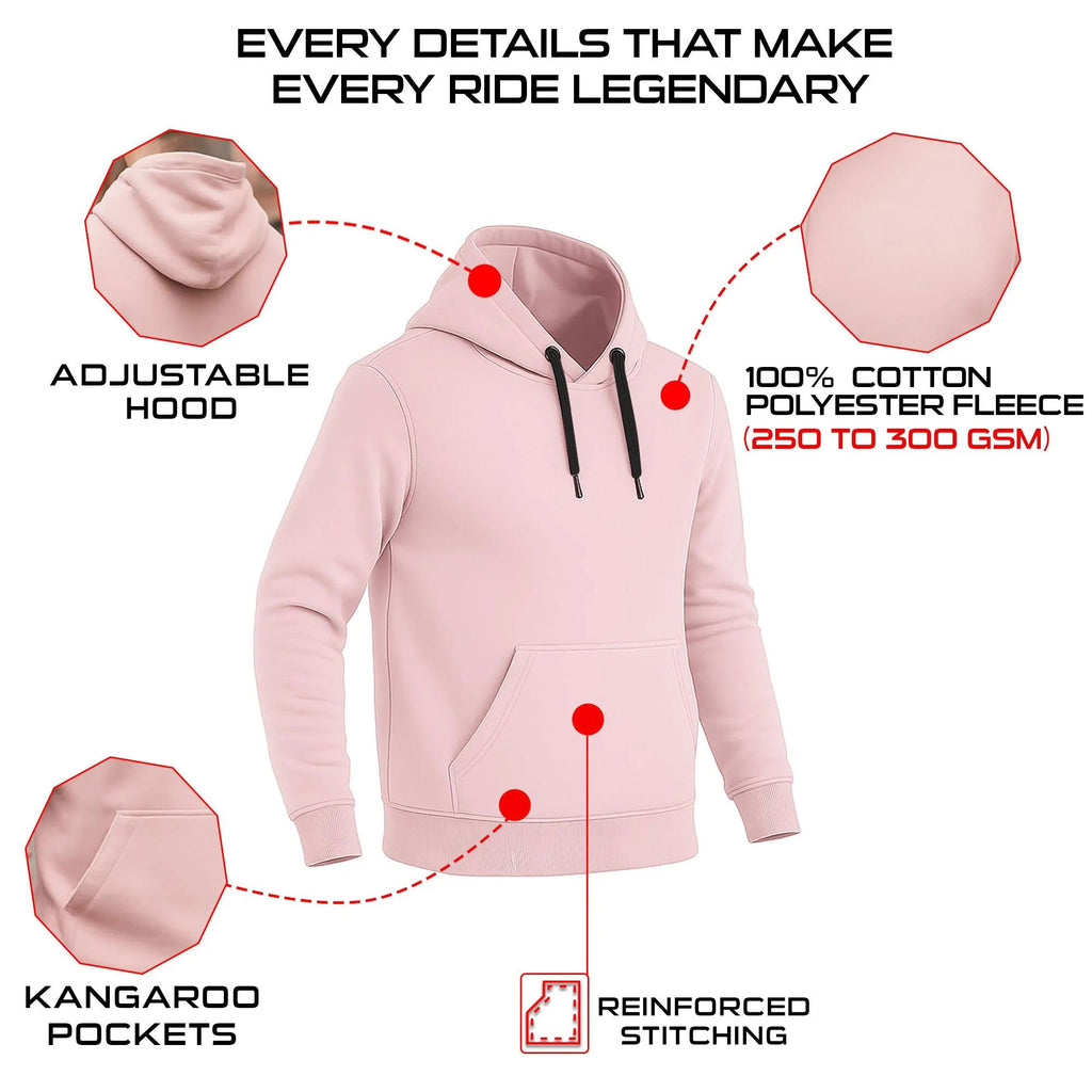 Pink hoodie with features highlighted 
