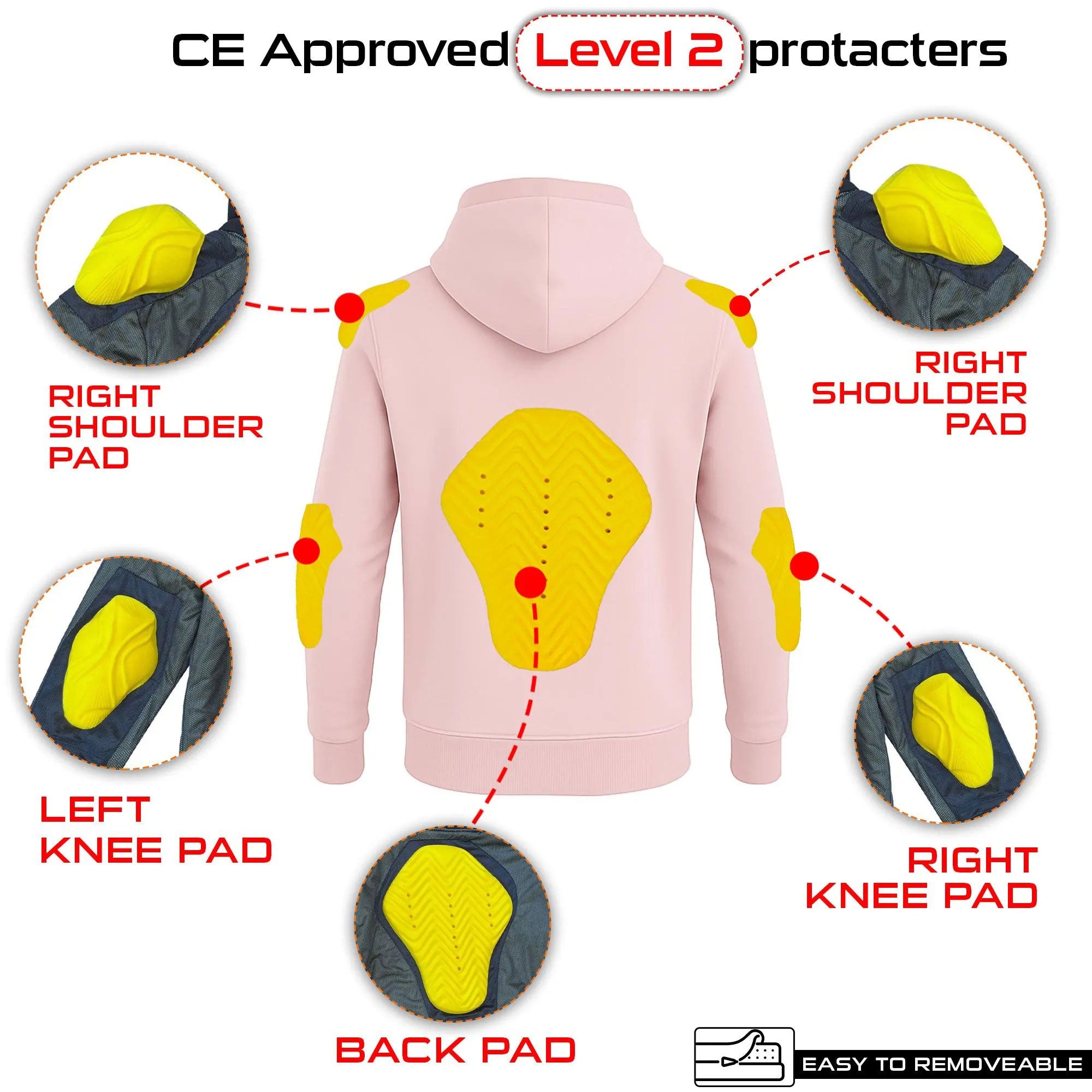Pink jacket with CE Approved Level 2 protective pads 