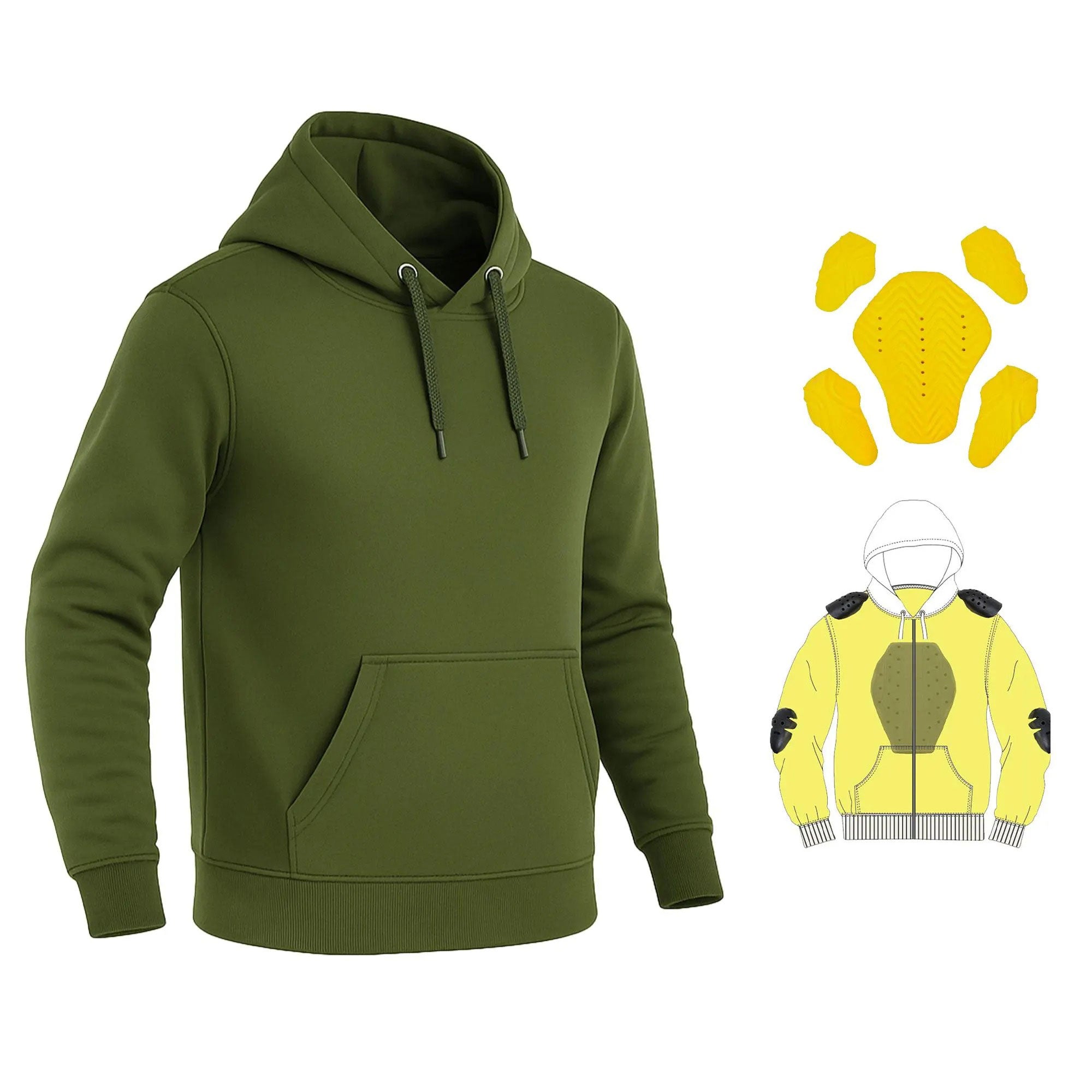 Green hoodie with additional designs