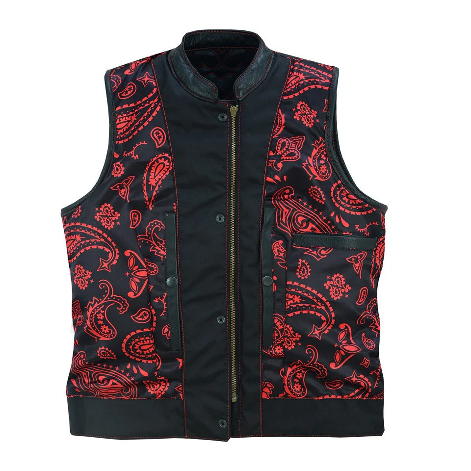 Women Black vest with red paisley pattern