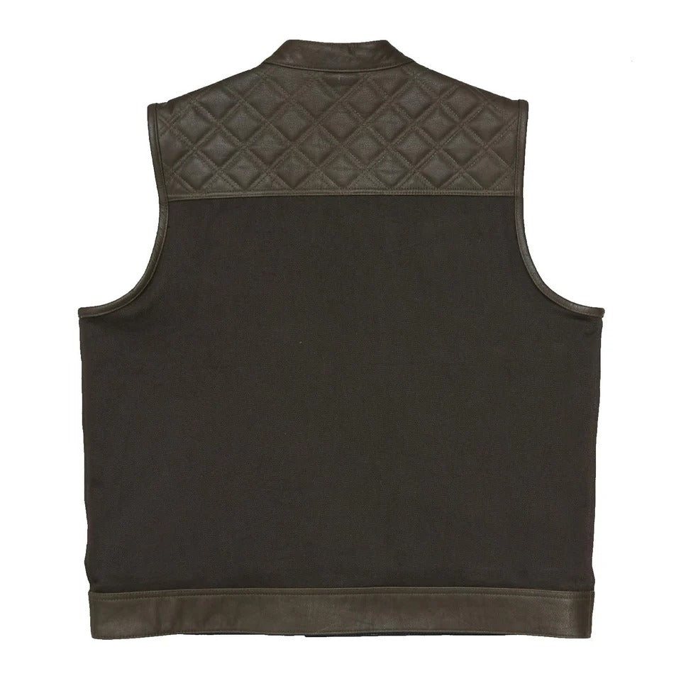 Black vest with quilted pattern on the back