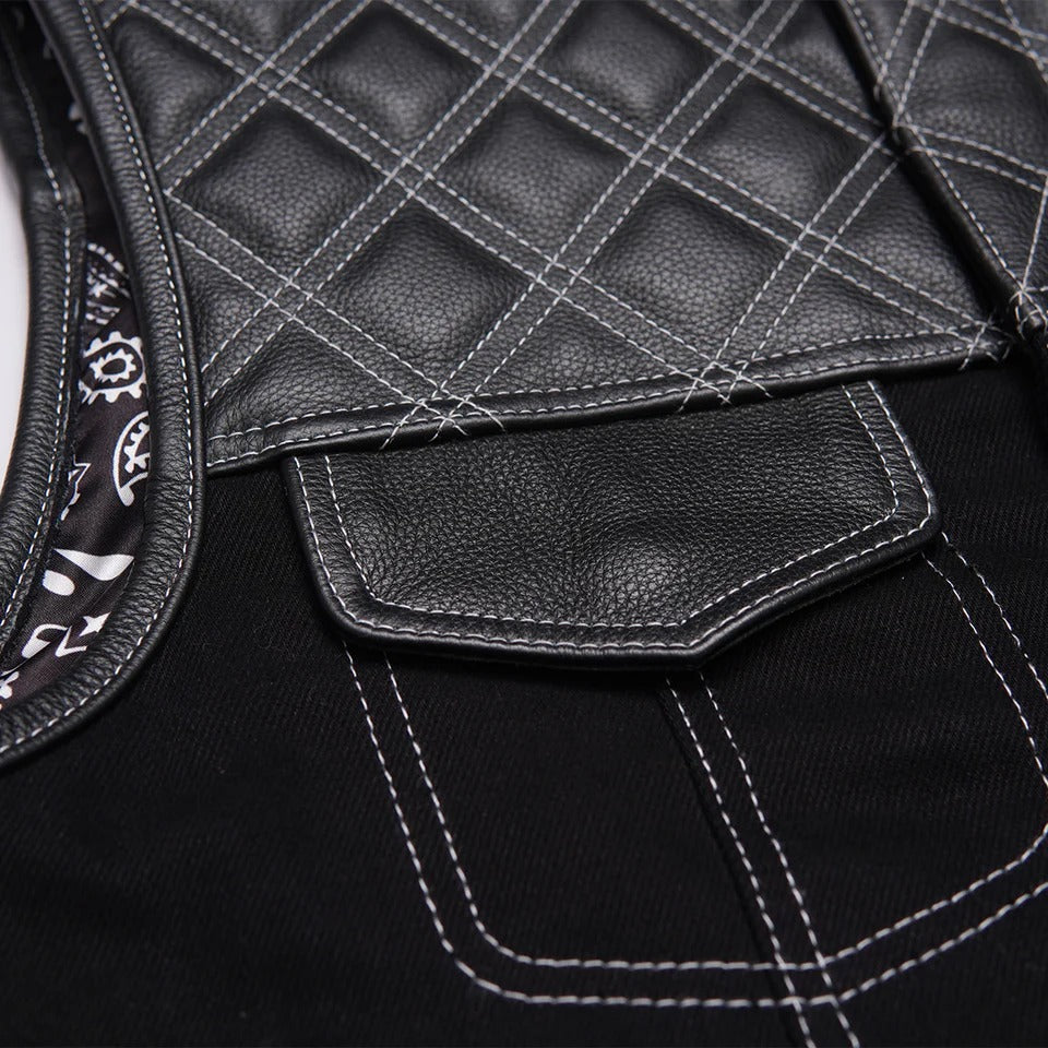 Close-up of a black leather saddle pad