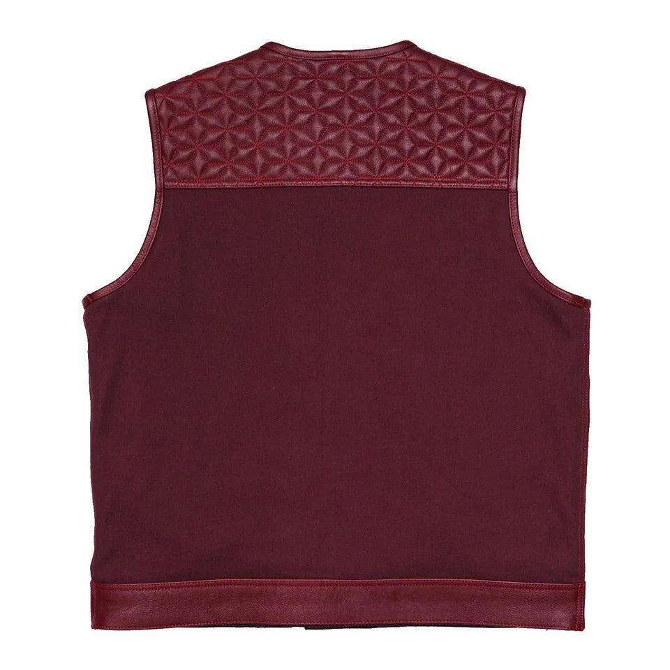 Maroon sleeveless vest with quilted back panel
