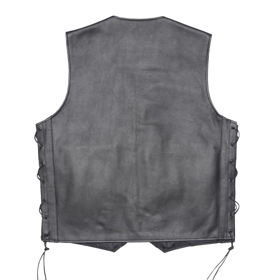 Black leather vest with lace-up front