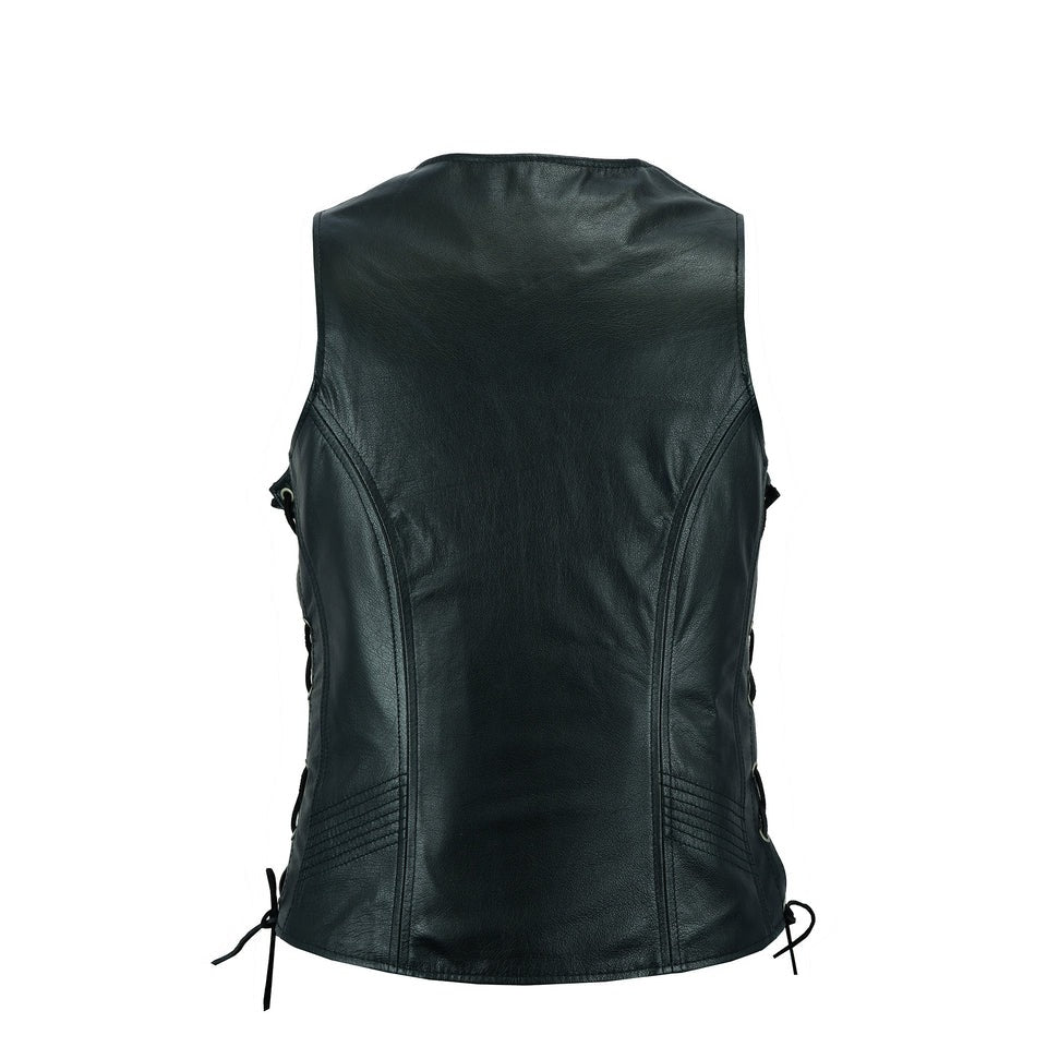 Ladies Black leather vest