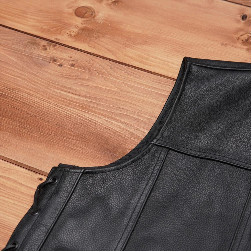 Black leather vest