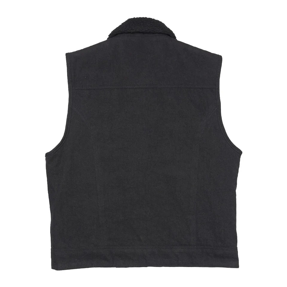 Men’s denim biker vest back view plain panel for patches