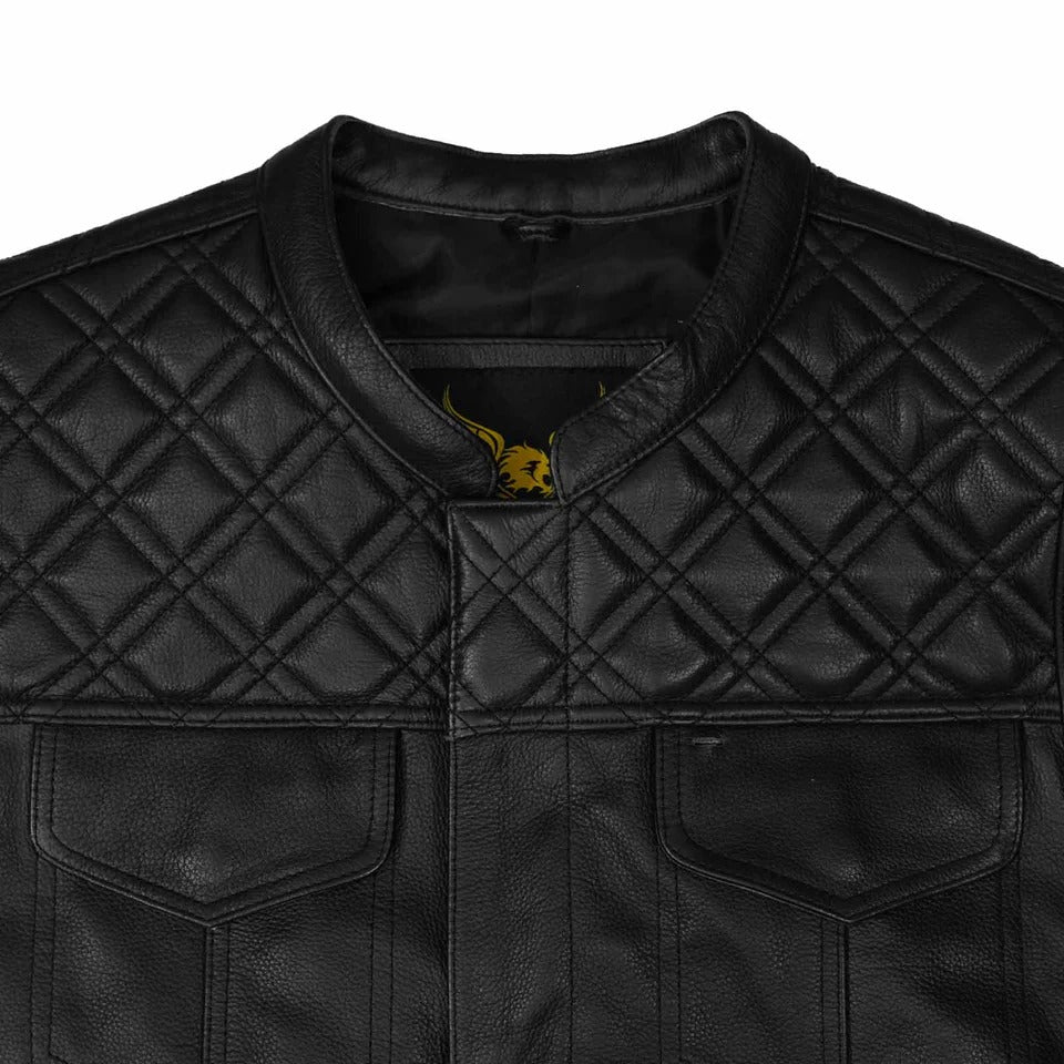 Black quilted leather jacket