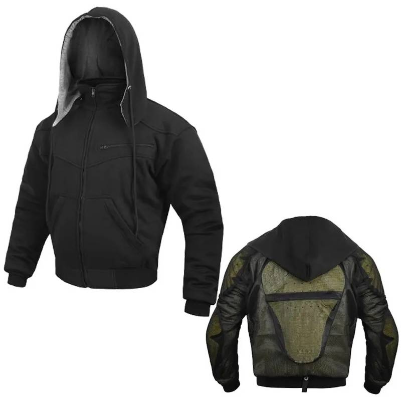 Black Motorcycle Kevlar Lined Hoodie