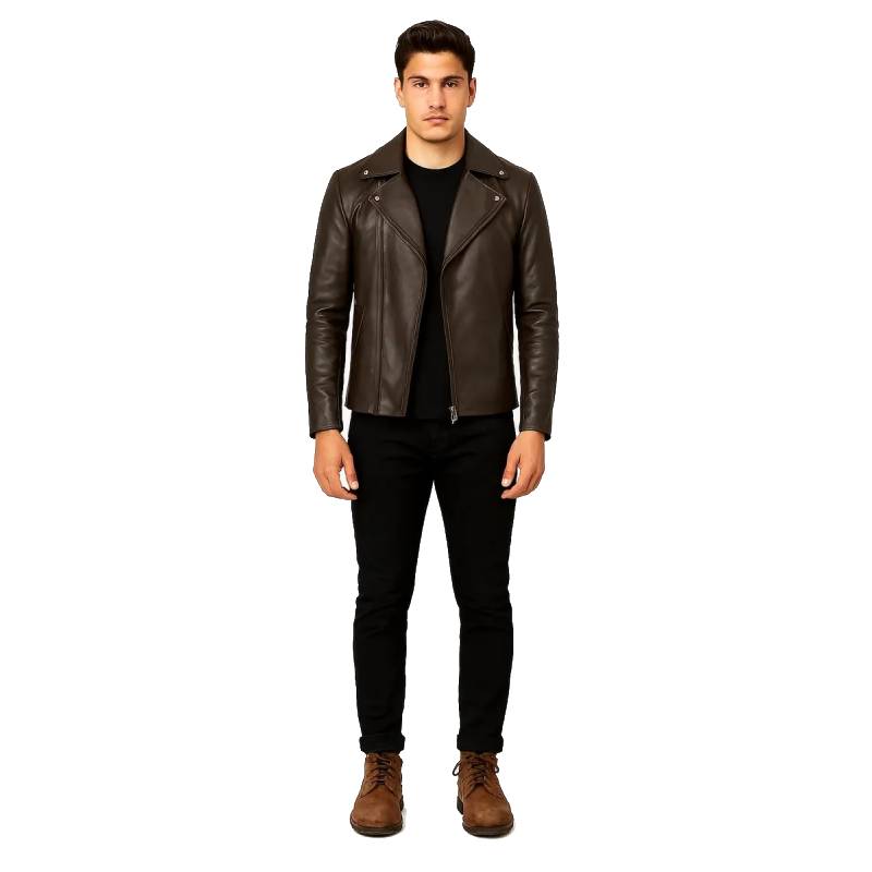 Man brown leather jacket