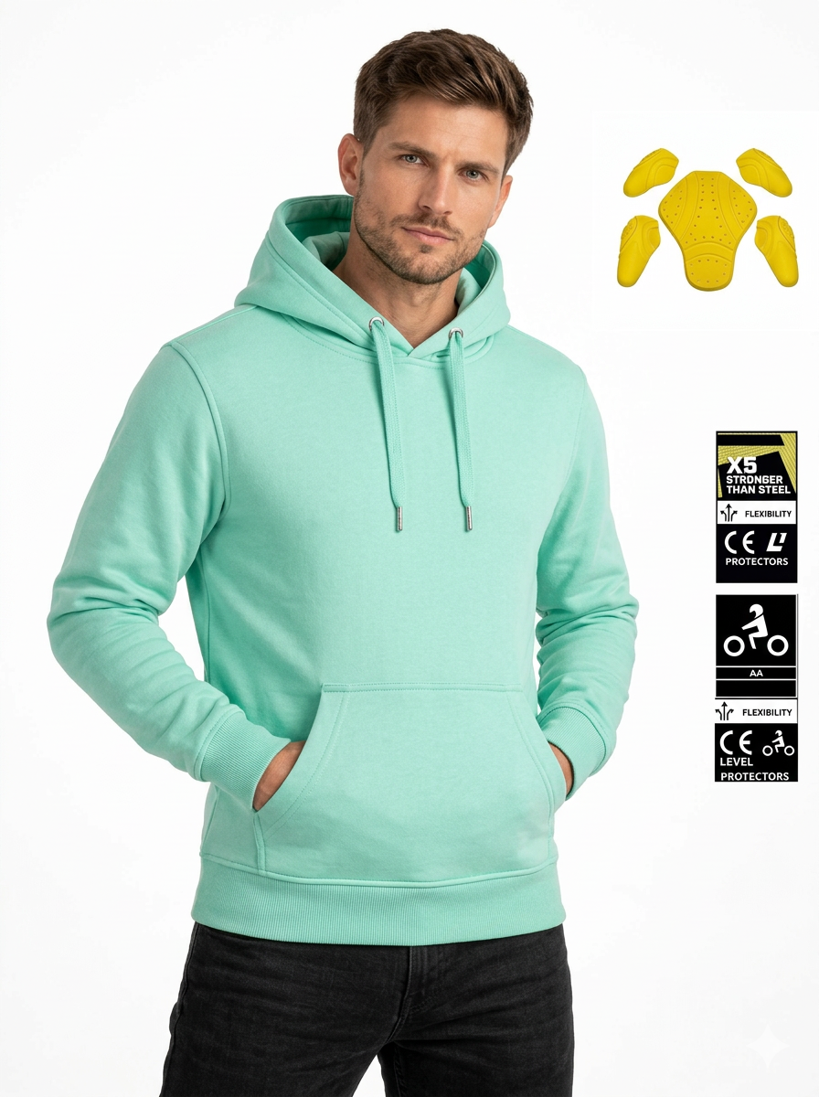 Light Green Motorcycle Kevlar Lined Hoodie