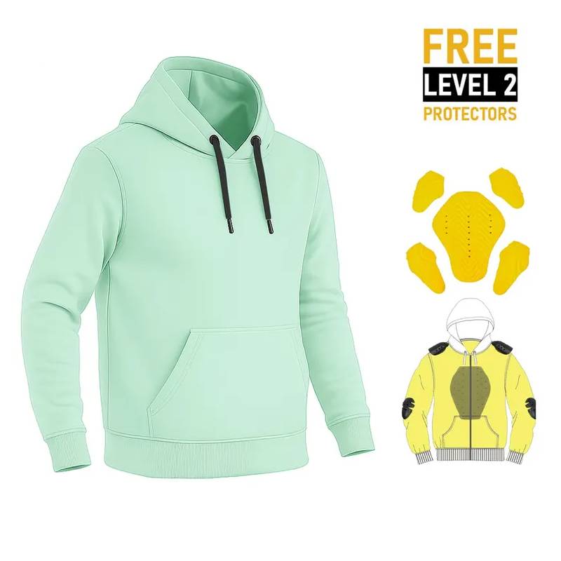 Light Green Motorcycle Kevlar Lined Hoodie