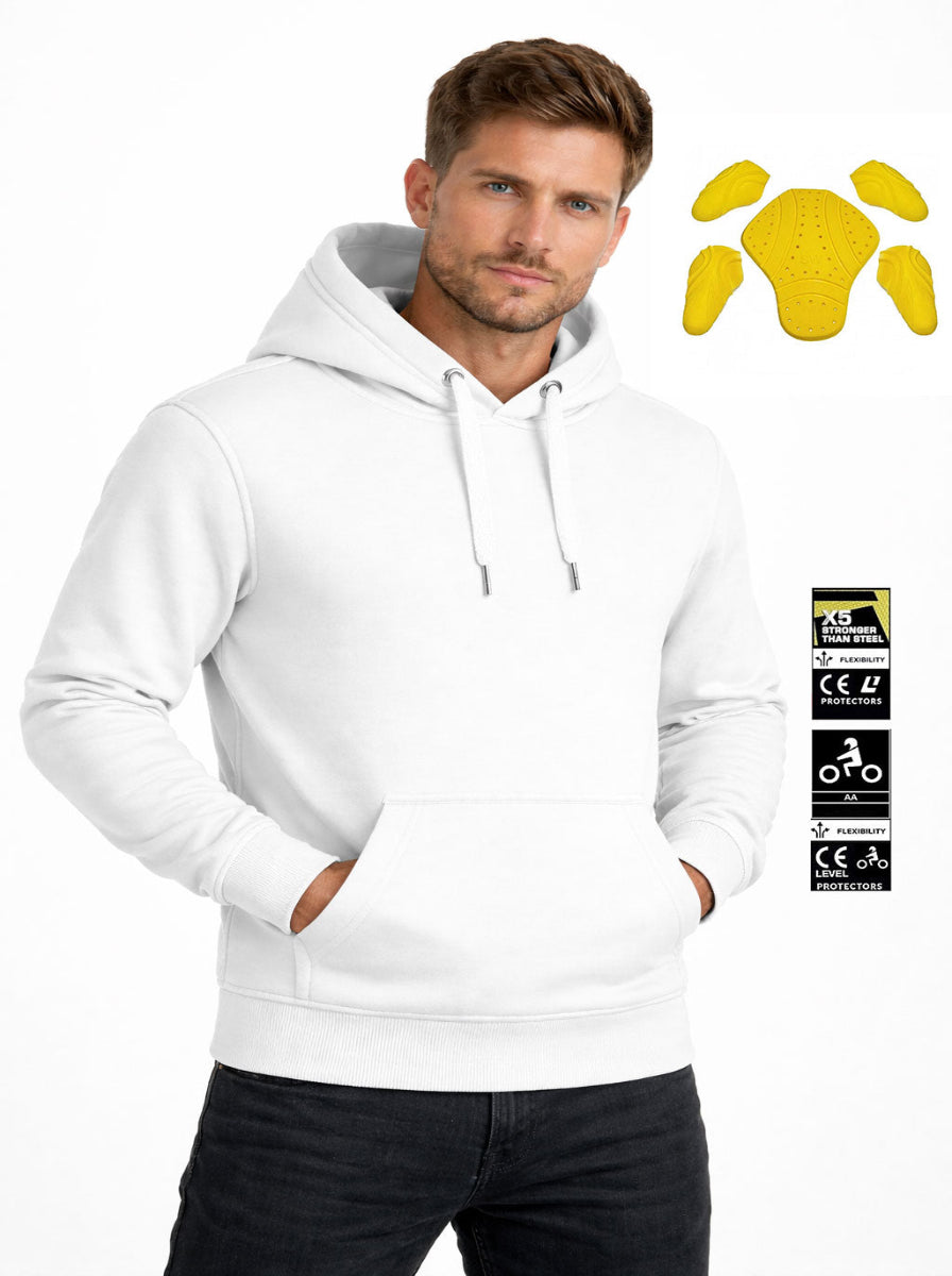 White Motorcycle Kevlar Lined Hoodie