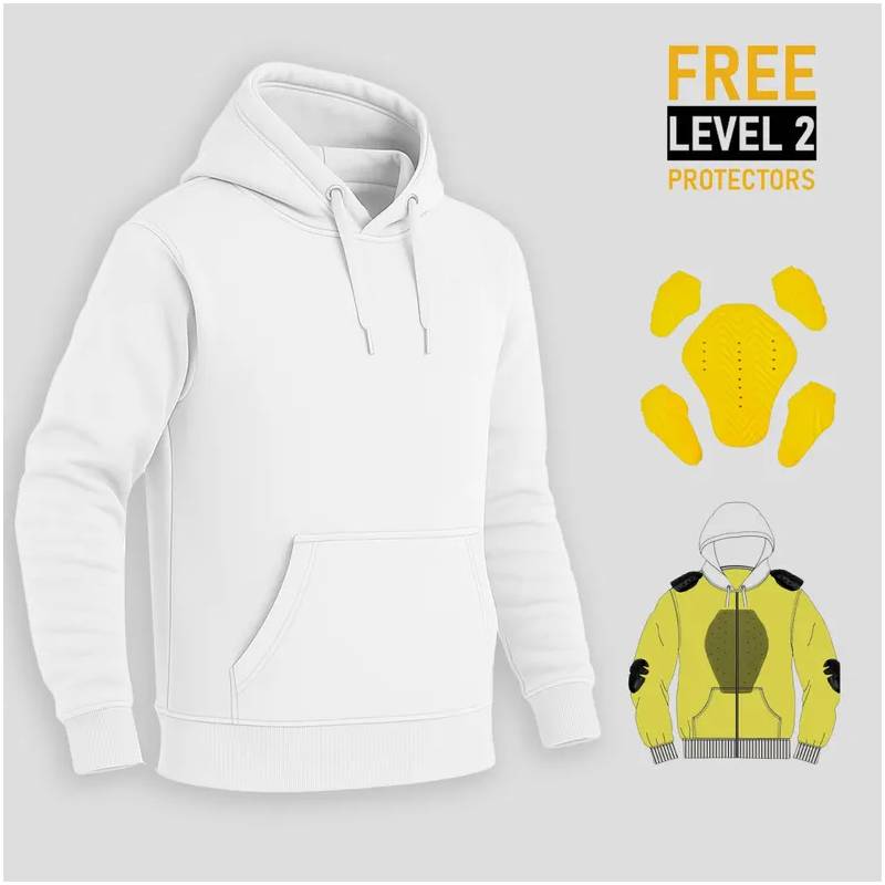 White Motorcycle Kevlar Lined Hoodie